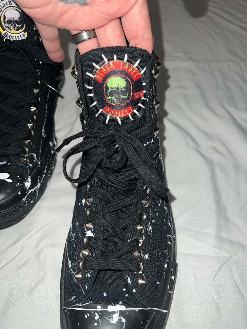 Custom Black Label Society Zakk Sabbath Studded Paint Splatter  Size 12 - Picture 6 of 10